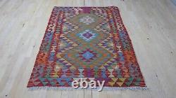 Handmade Kilim Rug Carpet / Vintage Bathroom Rug 3.5x4.9 ft Organic Kidsroom Rug