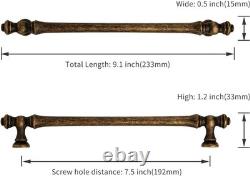 Heavy-Duty 10-Pack 7.5 Inch Brass Handles Vintage Retro Kitchen Drawer Pulls