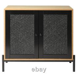 Holiday Stylish Cabinet Rattan Double Doors Side Cupboard Office Storage Table