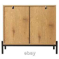 Holiday Stylish Cabinet Rattan Double Doors Side Cupboard Office Storage Table