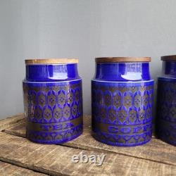 Hornsea Pottery Set Of 3 Heirloom Midnight Blue Tea Coffee Sugar Storage Jars