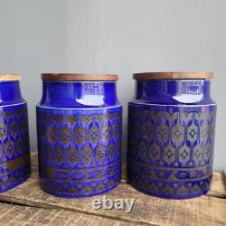 Hornsea Pottery Set Of 3 Heirloom Midnight Blue Tea Coffee Sugar Storage Jars
