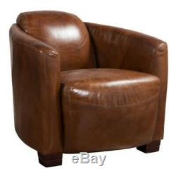 Hudson Armchair Low Back Style Luxury Vintage Retro Distressed Leather In Tan