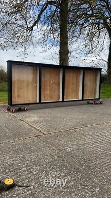 Huge Early Mid C20th Black School Lab Shop Display Cabinet Wall Cupboard