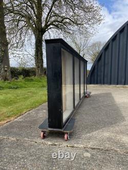 Huge Early Mid C20th Black School Lab Shop Display Cabinet Wall Cupboard
