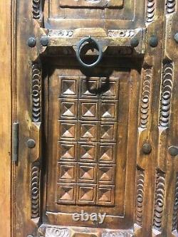 Huge Vintage Sold Wood Sheesham Indian Style Ornate Cupboard