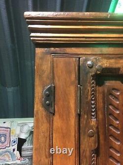 Huge Vintage Sold Wood Sheesham Indian Style Ornate Cupboard