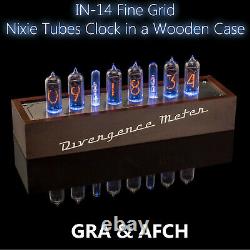 IN-14 Fine Grid Nixie Tubes Clock in Wooden Case 12/24H SlotMachine GRA & AFCH