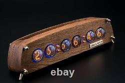 IN-4 Nixie Tubes Clock Oak Vintage Wooden Case Slot Machine 12/24H FREE SHIPPING