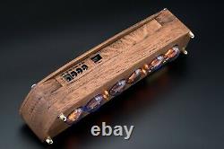 IN-4 Nixie Tubes Clock Oak Vintage Wooden Case Slot Machine 12/24H FREE SHIPPING