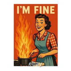 I'm Fine Print, Vintage Typography Poster, Funny Kitchen Decor, Retro Wall Art