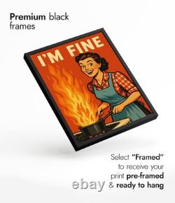 I'm Fine Print, Vintage Typography Poster, Funny Kitchen Decor, Retro Wall Art