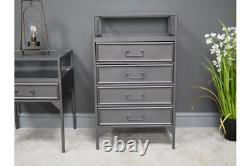 Industrial 4 Draw Metal Cabinet with Glass top 6657