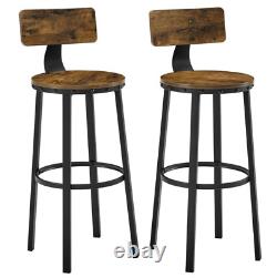 Industrial Bar Stools Vintage Tall Chair Rustic Metal Breakfast Dining Seat Set2