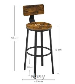 Industrial Bar Stools Vintage Tall Chair Rustic Metal Breakfast Dining Seat Set2