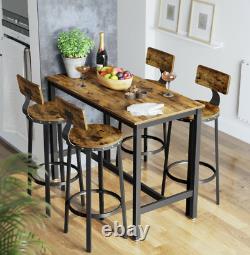 Industrial Bar Stools Vintage Tall Chair Rustic Metal Breakfast Dining Seat Set2