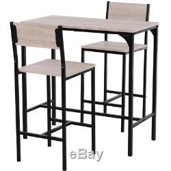 Industrial Bar Table Breakfast Space Saving Kitchen Compact Set 2 High Stools