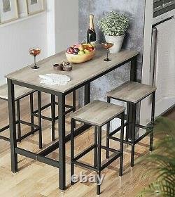 Industrial Bar Table and 2 Stools Vintage Tall Breakfast Rustic Dining Kitchen