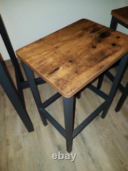 Industrial Bar Table and Stools Tall Rustic Kitchen Vintage Breakfast Dining Set