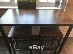 Industrial Bar Table and Stools Vintage Tall Breakfast Pub Rustic Dining Kitchen