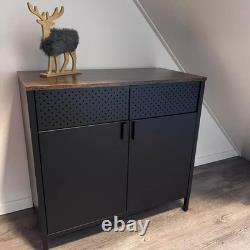 Industrial Cupboard Sideboard Cabinet Rustic Storage Doors Vintage Retro Style