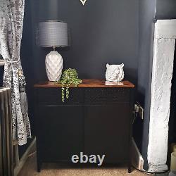 Industrial Cupboard Sideboard Cabinet Rustic Storage Doors Vintage Retro Style