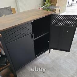 Industrial Cupboard Sideboard Cabinet Rustic Storage Doors Vintage Retro Style