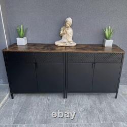 Industrial Cupboard Sideboard Cabinet Rustic Storage Doors Vintage Retro Style