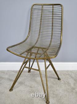 Industrial Dining Chair Vintage Retro Seat Wire Rustic Gold Metal Kitchen Office