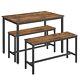 Industrial Dining Table And Bench Set Vintage Retro Kitchen Furniture Rustic
