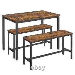 Industrial Dining Table And Bench Set Vintage Retro Kitchen Furniture Rustic