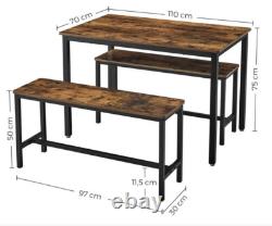 Industrial Dining Table And Bench Set Vintage Retro Kitchen Furniture Rustic