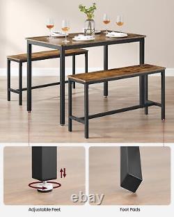 Industrial Dining Table And Bench Set Vintage Retro Kitchen Furniture Rustic