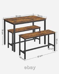Industrial Dining Table And Bench Set Vintage Retro Kitchen Furniture Rustic