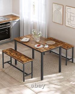 Industrial Dining Table And Bench Set Vintage Retro Kitchen Furniture Rustic