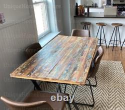 Industrial Dining Table Vintage Retro Furniture Large Rustic Metal Wood Kitchen