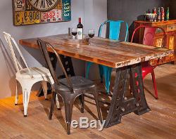 Industrial Dining Table Vintage Retro Rustic Reclaimed Furniture Large Metal Leg