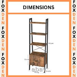 Industrial Ladder Shelf Rustic Bookcase Cabinet Vintage Retro Furniture Metal