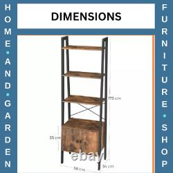 Industrial Ladder Shelf Rustic Metal Bookcase Cabinet Vintage Retro Furniture UK