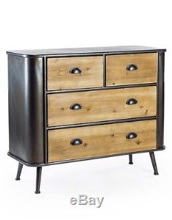 Industrial Metal And Wood 2 Over 2 Chest Of Drawers bedroom furniture DTC4