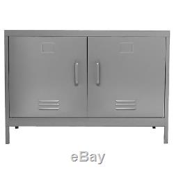 Industrial Metal Cabinet Urban Loft Metal Storage Unit Garage Locker Room Grey