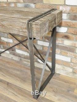 Industrial Reclaimed Retro Vintage Wood Metal Iron Console Desk Table (d4568)