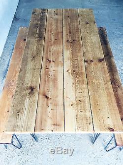 Industrial Reclaimed Timber Scaffold Board Table. On Vintage, Retro Hairpin Legs