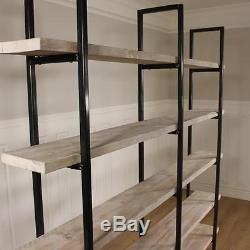 Industrial Retro Bookcase Unit Vintage Metal Reclaimed Solid Storage Shelving