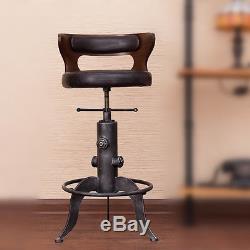Industrial Retro Rustic Vintage Metal Bar Stool Kitchen Counter Chair Backrest
