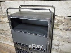 Industrial Retro Vintage Reclaimed Metal Side End Table Cabinet Storage (dx4556)