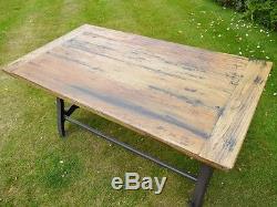Industrial Retro Vintage Reclaimed Metal Wood Kitchen Dining Table (d3500)