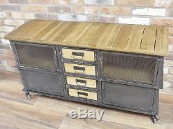 Industrial Retro Vintage Reclaimed Metal Wood Sideboard Cabinet Storage (d4488)