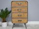 Industrial Retro Vintage Reclaimed Metal Wooden Tallboy Chest Drawers (dx3687)