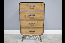 Industrial Retro Vintage Reclaimed Metal Wooden Tallboy Chest Drawers (dx3687)